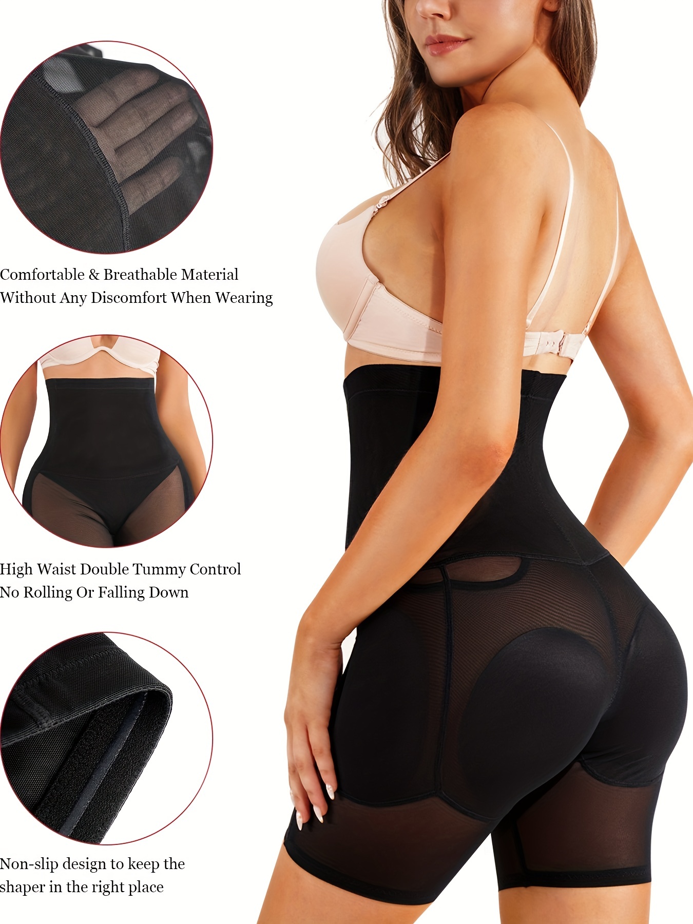 Contrast Mesh Shaping Panties Tummy Control Butt Lifting - Temu