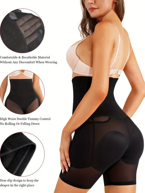 Solid Mesh Shaping Panties Tummy Control Compression Panties - Temu