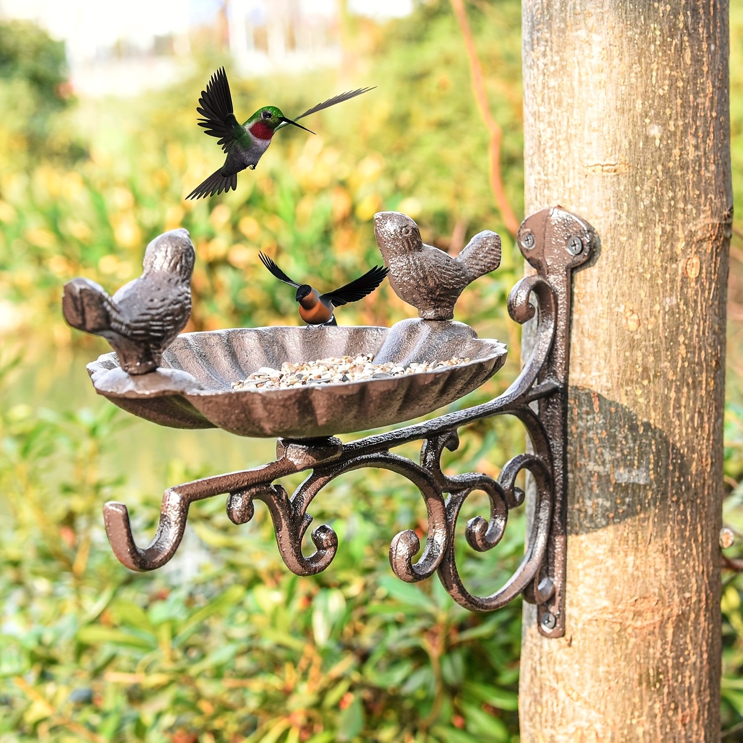 Garden mile Mangeoire à Oiseaux Vintage en métal Vieilli pour Oiseaux  Sauvages Table de Bain avec Crochet de Suspension pour déco - Cdiscount