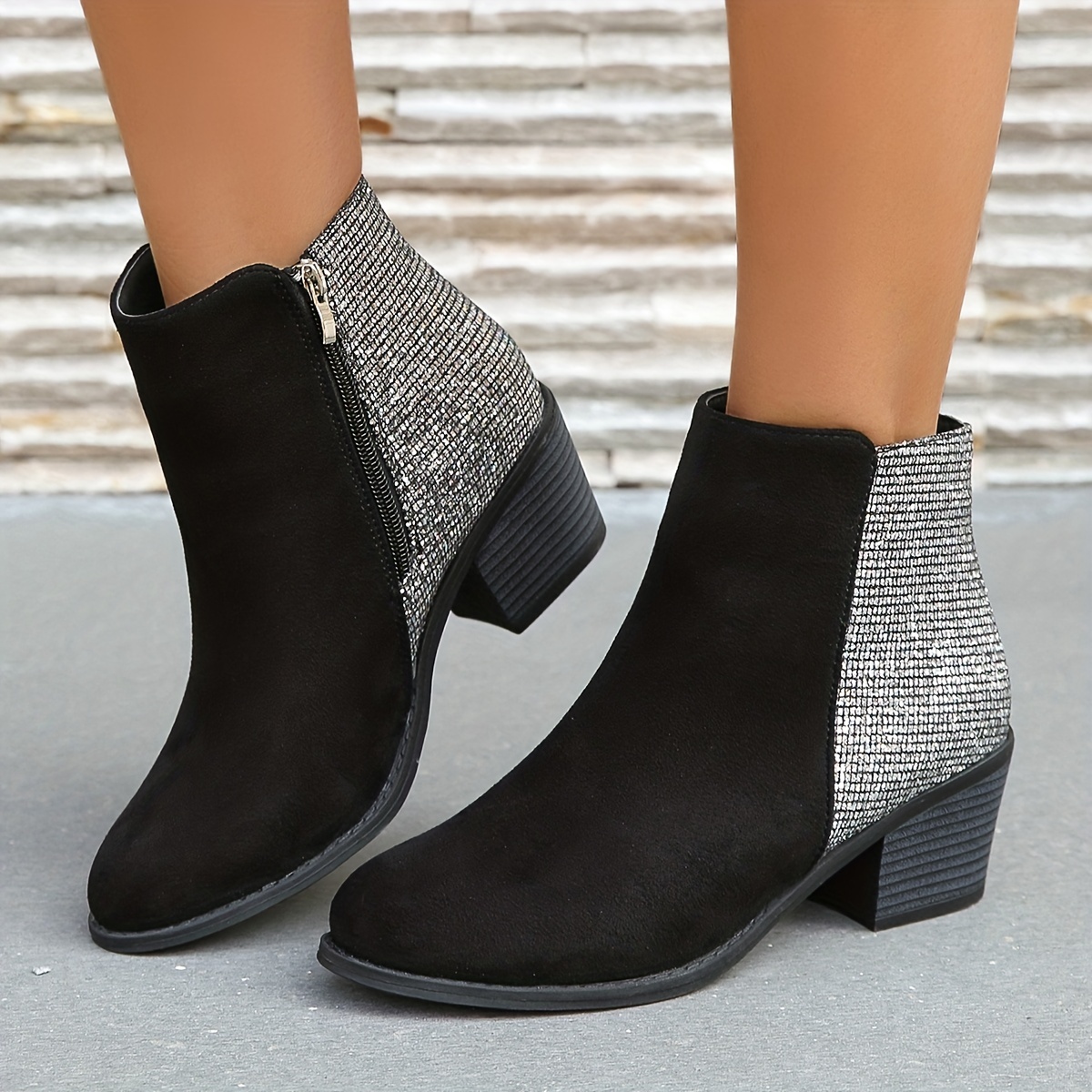 Shiny black cheap ankle boots