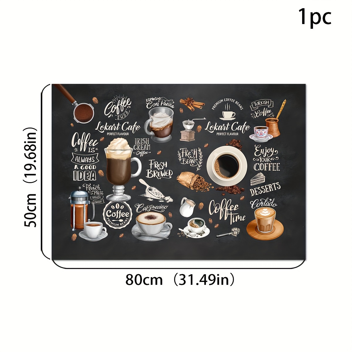 Retro Coffee Patterns Pads, Rubber Absorbent Dishwashing Mats