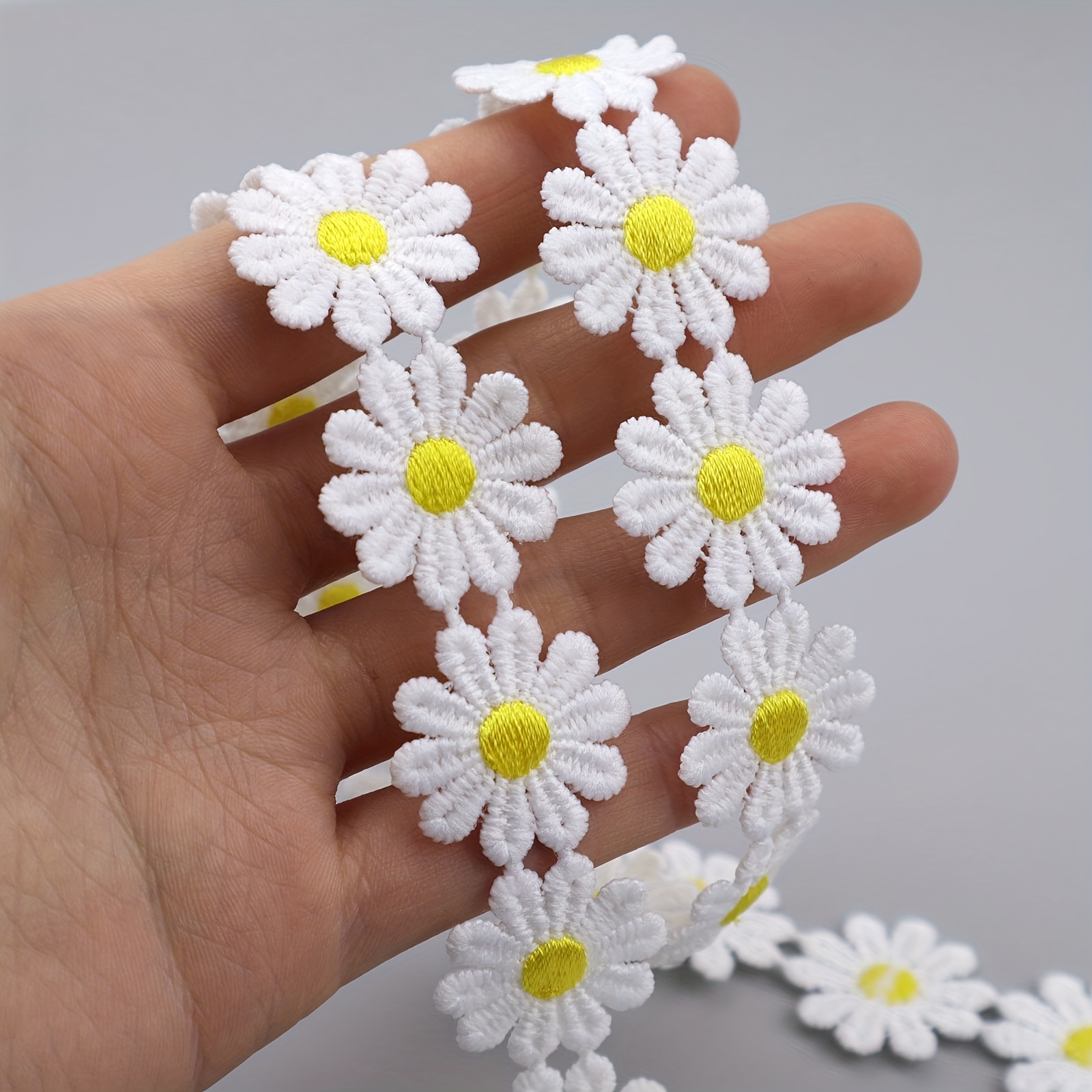 1/2/5 Yards Colorful Dainty Flowers Daisy Polyester Lace - Temu