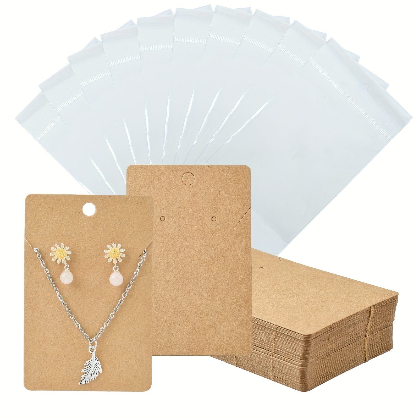 Earring Necklace Display Cards With Bags Self sealed Bags - Temu