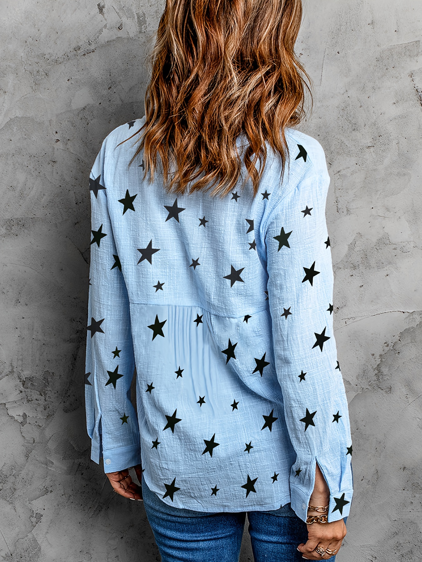 Womens denim hotsell shirt with stars