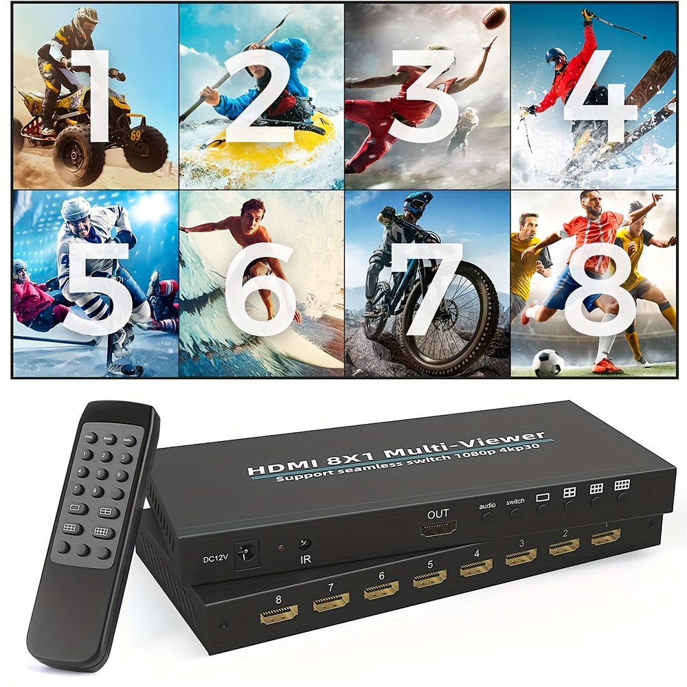 8-Port HDMI Multi-Viewer with Seamless Switching (8x1 HDMI Switch, 1080p  In, 4K/30Hz Out)