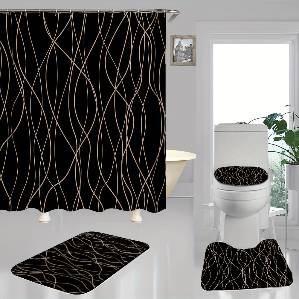 Cortina de ducha moderna y sencilla para baño, cortina de ducha de tela  minimalista en blanco y negro, juego de cortinas de ducha para baño con