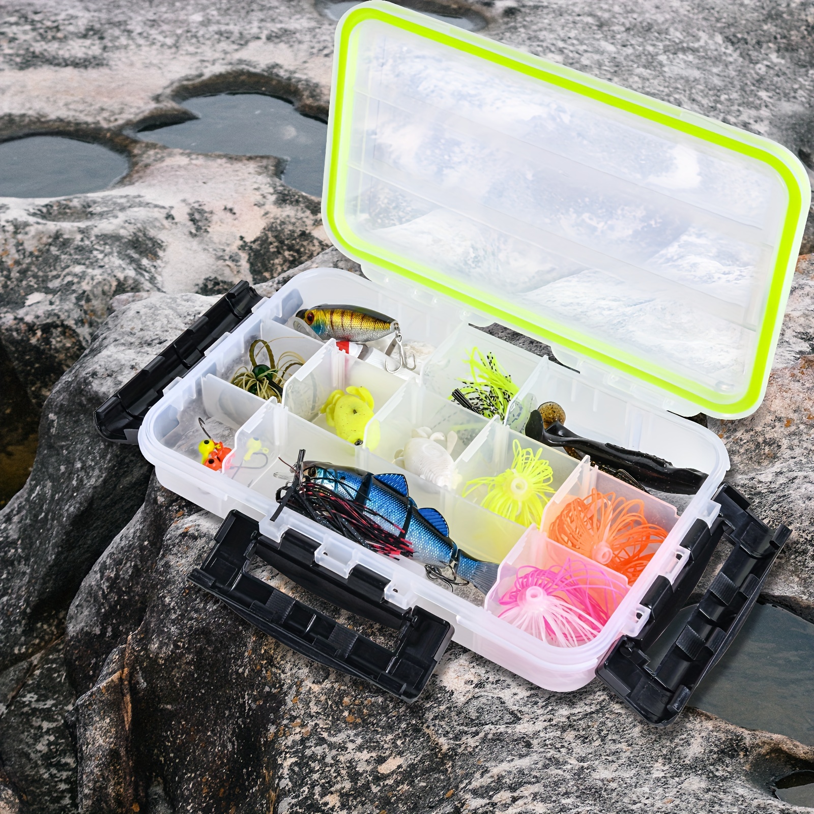 Goture 2Pcs 3700 Tackle Tray, Waterproof Tackle Box, Waterproof Floating  Airtight Stowaway, 3700 Tray with Adjustable Dividers, Sun Protection