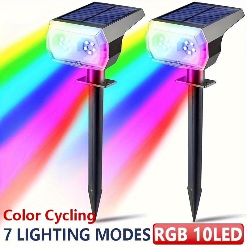 10led Solar Spotlight Outdoor Color Changing [7 Modes] - Temu