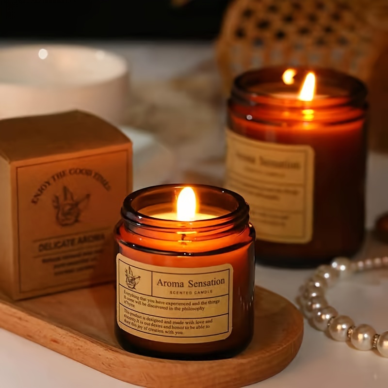 Buy Wholesale China Luxury Bespoke Aromatherapy Essential Oil Soy Wax  Candle In Amber Glass Jar & Candle Jar at USD 0.35