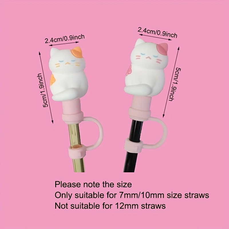 Cute Reusable Silicone Straw Tips Cover for 12mm Drinking Straws