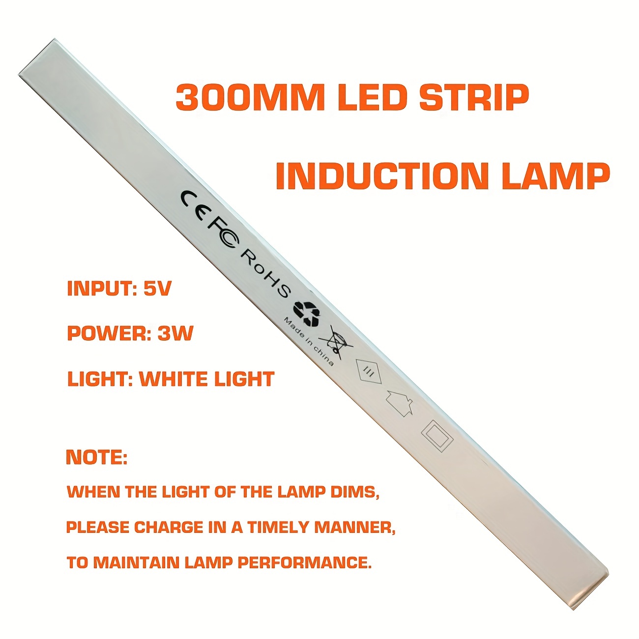 1 Lámpara De Inducción Led Recargable Portátil De 300mm Tira - Temu