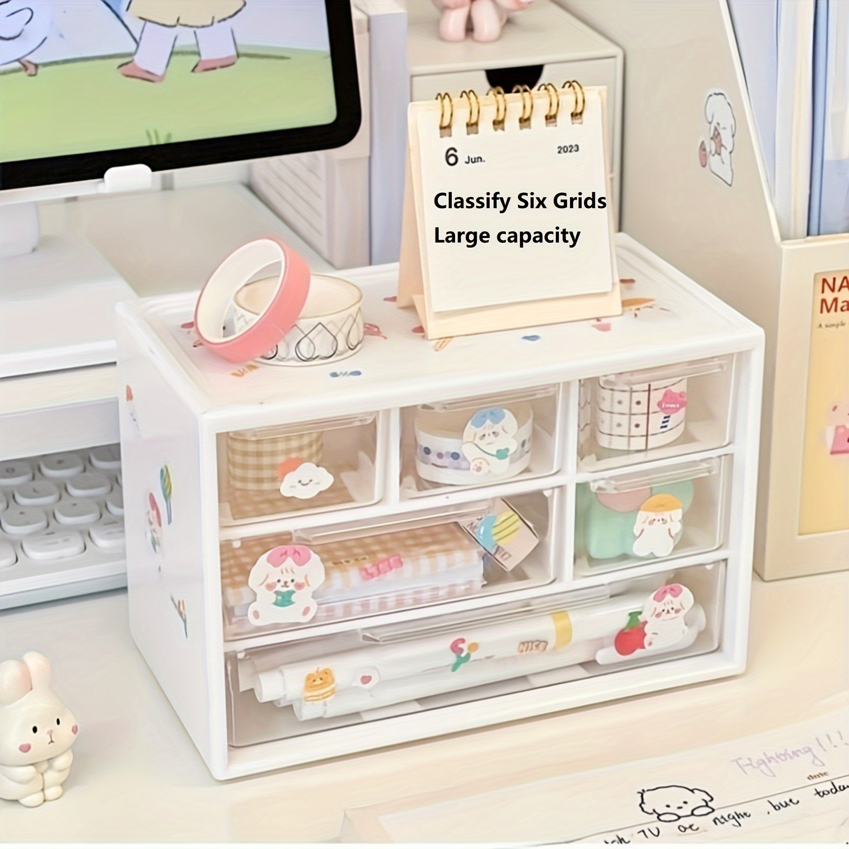 Storage Box Cute Desktop Drawer Organizer Box Student Desk - Temu