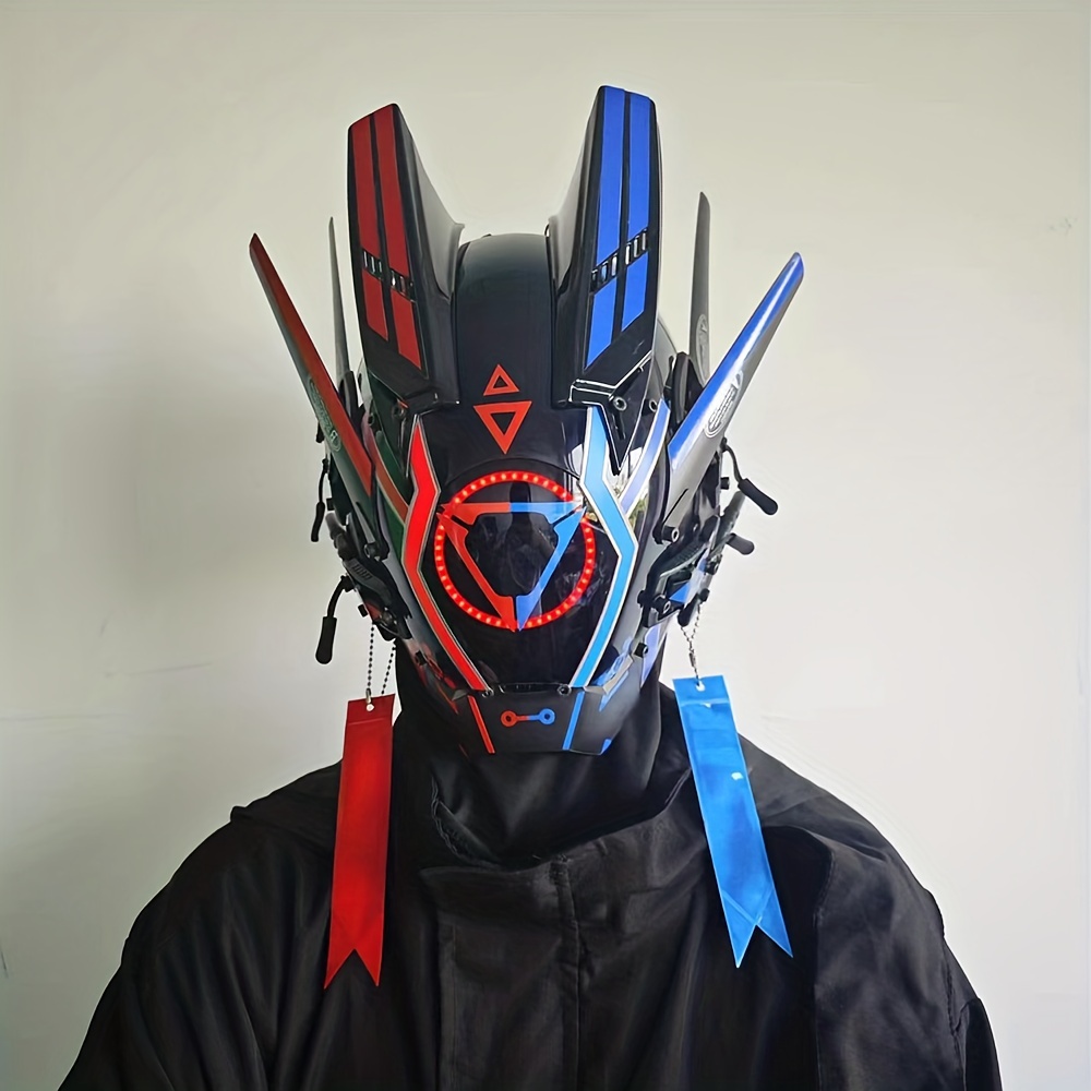 LED Luminous Cyberpunk Mask Halloween Cosplay Masquerade Party Mask sci-fi Mechanical Mask,Temu