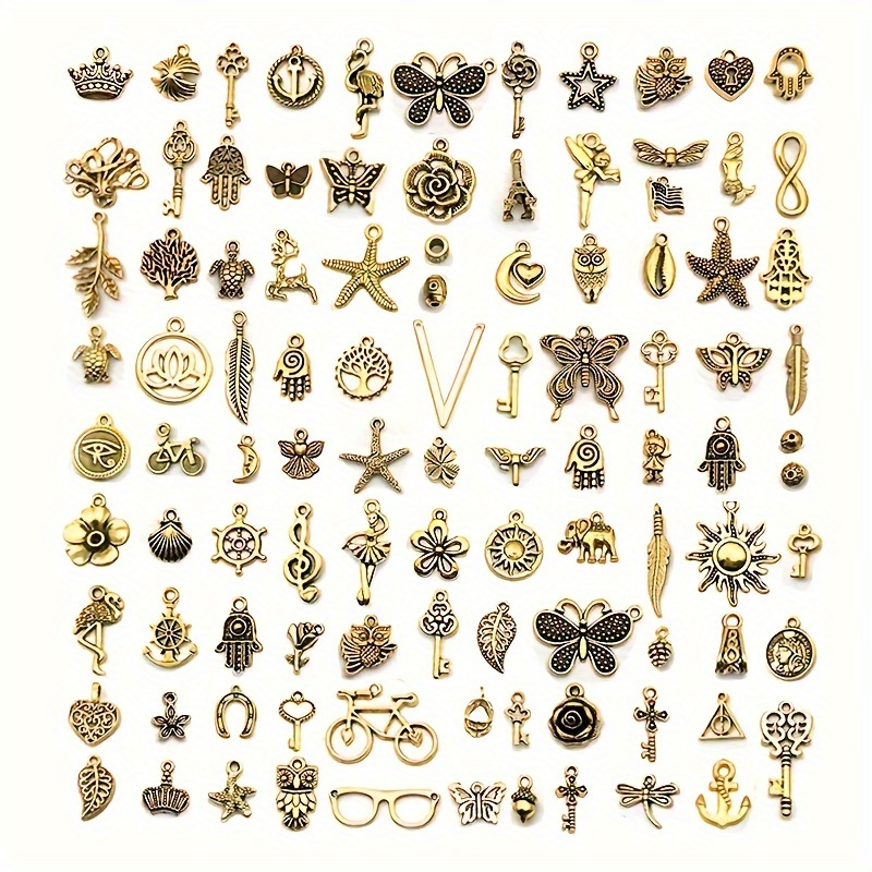 50pcs Metal Mixed Charms DIY Vintage Bracelet Pendant Neacklace Accessories  For Jewelry Making Findings Cheap Charms Bulk Small Business Supplies