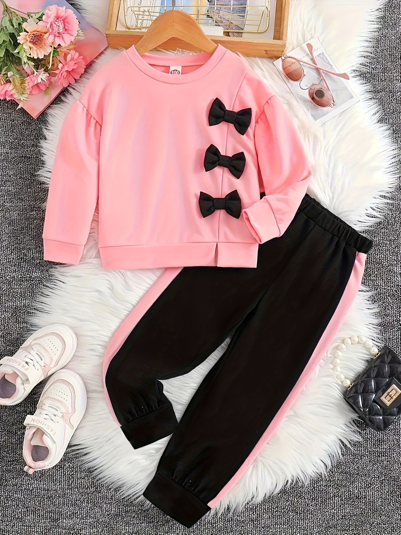 Girls Clothes Set Long Sleeve Tops Pants Set Fall Winter - Temu