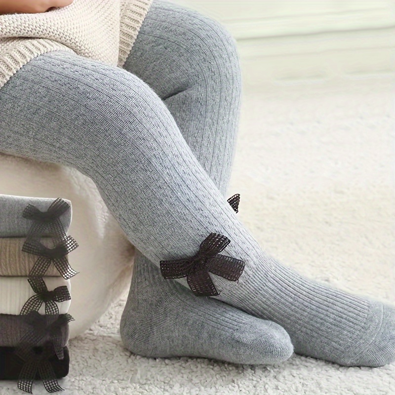Baby Girls Solid Bowknot Decor Ultra Stretch Leggings - Temu New Zealand