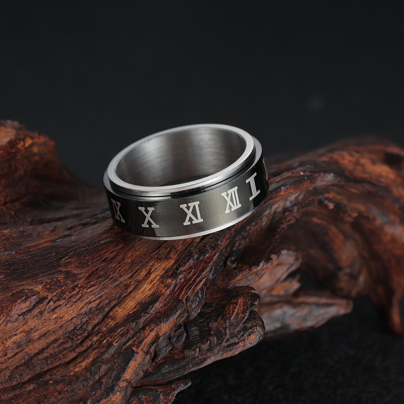 Retro Roman Numerals Viking Words Engraved Ring