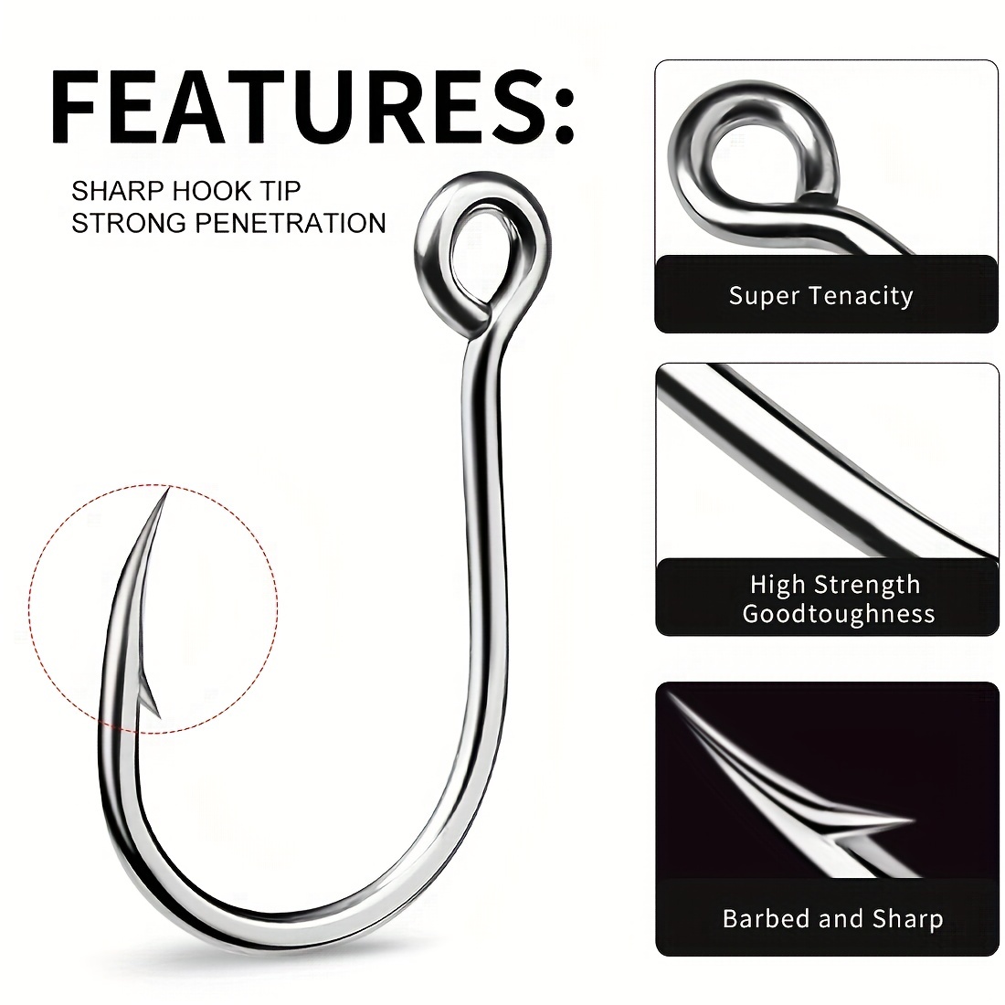 9km Inline Single Hooks Wide High Carbon Steel Corrosion - Temu