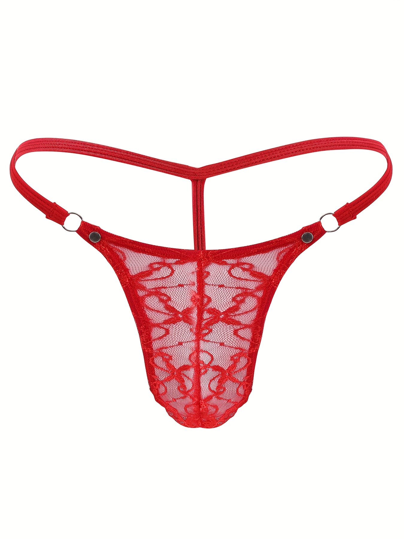 Men's Sexy Lace Sheer Underwear Thong, Jacquard Sexy Men's T-Back G-string  Underwear Bikini Briefs