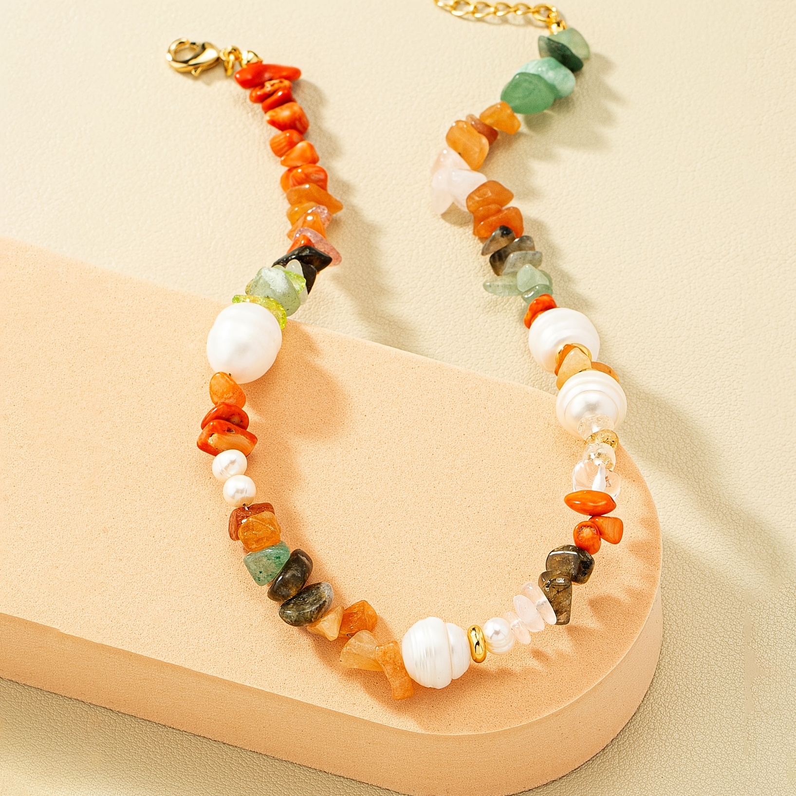 Natural Crystal Stone Freshwater Pearl Beaded Choker - Temu