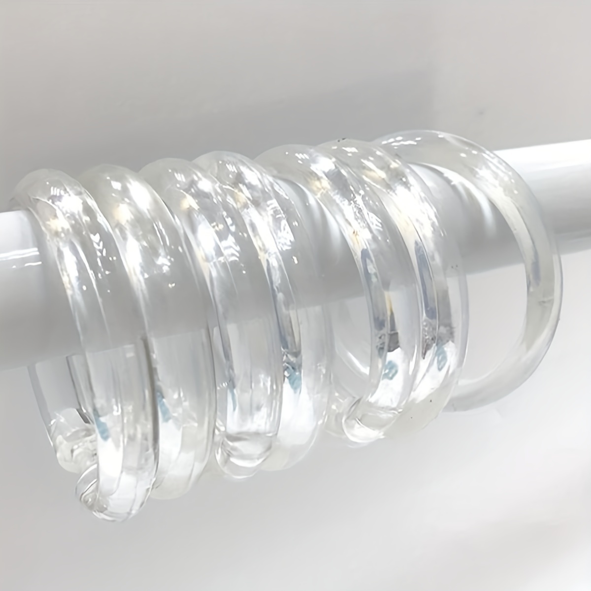 12pcs Transparent C-shaped Shower Curtain Hooks Plastic Rings