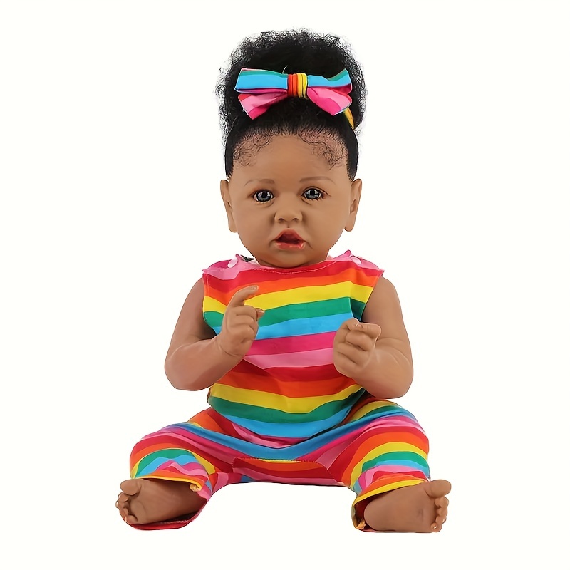 Kangmeile Poupée Africaine Curly 8 Pouces - Poupée Noir Afro-américaine  réalistes Poupon bébé poupées pour Enfants Jouets pou