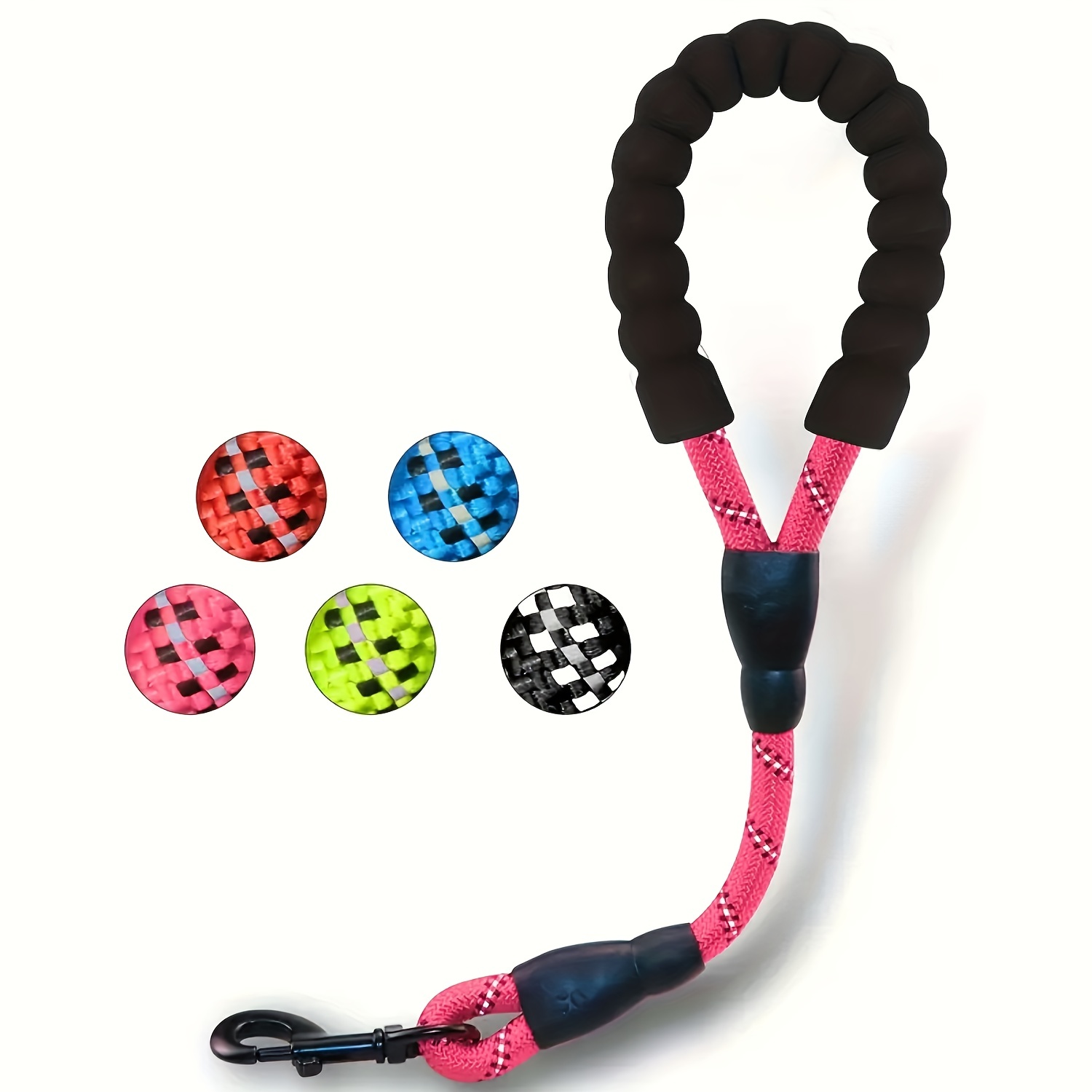 Short Nylon Dog Lead For Training Reflective Threads