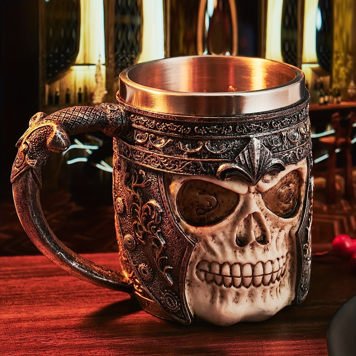 Skull and Bones Design Stainless Steel Coffee Mug Halloween Cup Gothic Drinkware