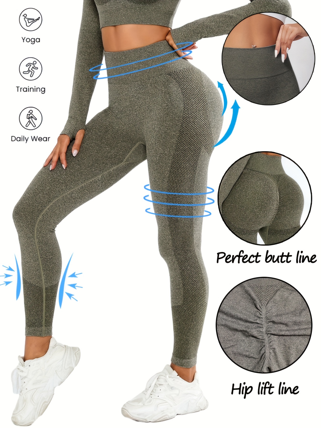 Butt Lifting Yoga Leggings Pocket High Waist Color Block - Temu