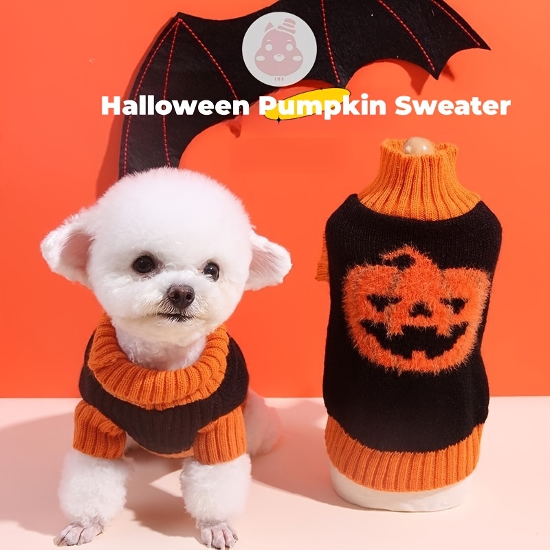 Halloween Pet Sweater Ghost Pumpkin Graphic Dog Clothes For Winter Warm  Apparel - Temu