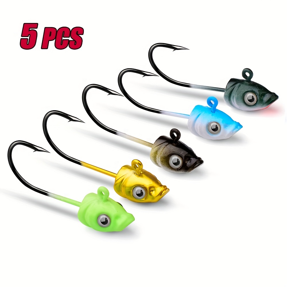 

5pcs Lead Head Hooks, 3.5g 5g 7g Jig Head Hooks For Soft Bait, Outdoor Fishing Tackle