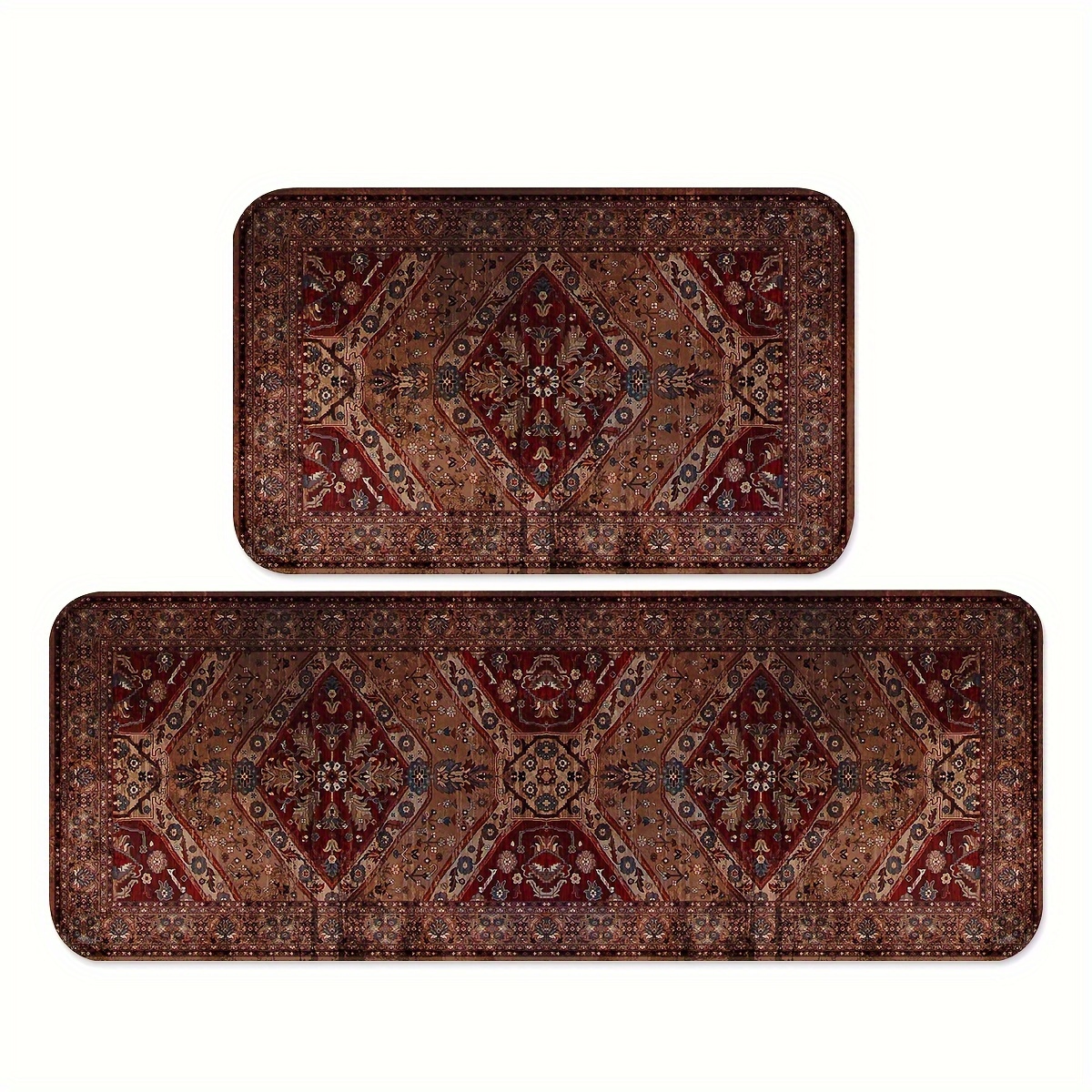 

2pcs Farmhouse Kitchen Mat Set - Non-slip, Cushioned Mats For Comfortable Standing - Kitchen, Bathroom, Laundry & Home Office, Sink, Mat Runner