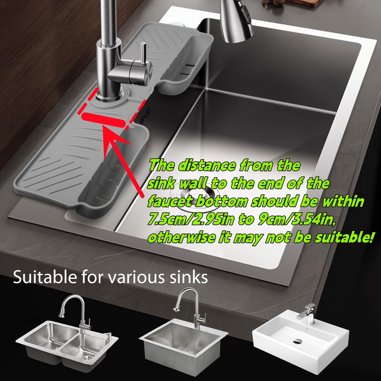Silicone Kitchen Faucet Mat For Sink Sponge Drain Rack Foldable Sink Mat  Faucet Splash Catcher Bathroom Countertop Protector Mat - AliExpress