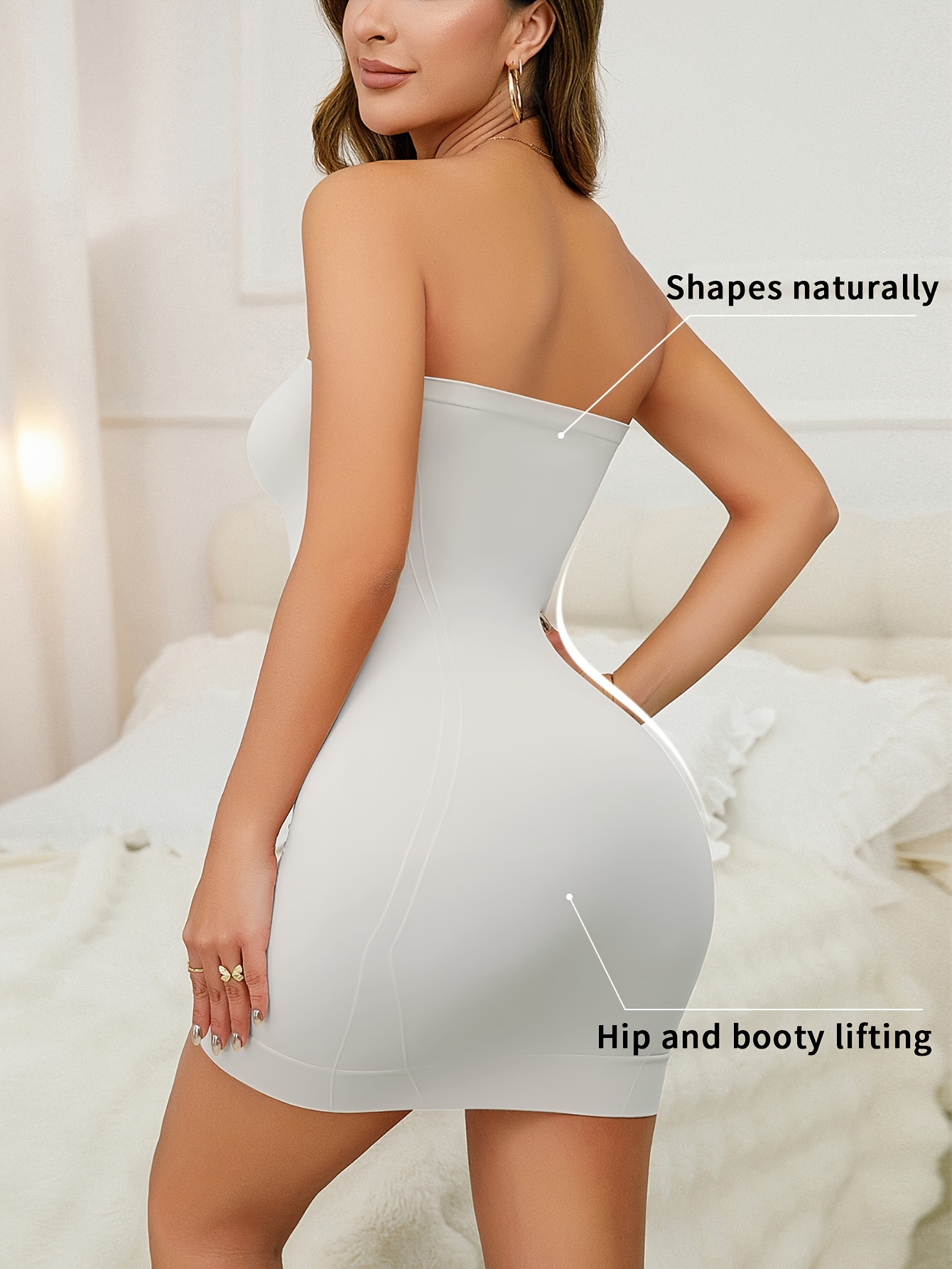 Womens Strapless Shapewear Seamless Slimming Full Body Shaper Mini Dress  Party