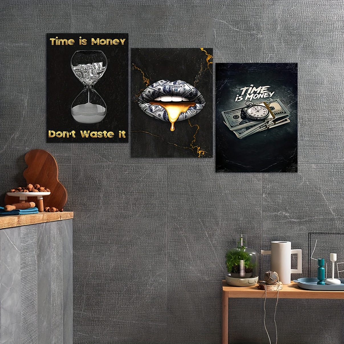 Motivational Wall Art, Motivational Poster Painting, Inspiring Words Time  Is Money Poster, Modern Positive Money Dollars Picture Print On Canvas, Home  Office Decor, Unframed, Temu
