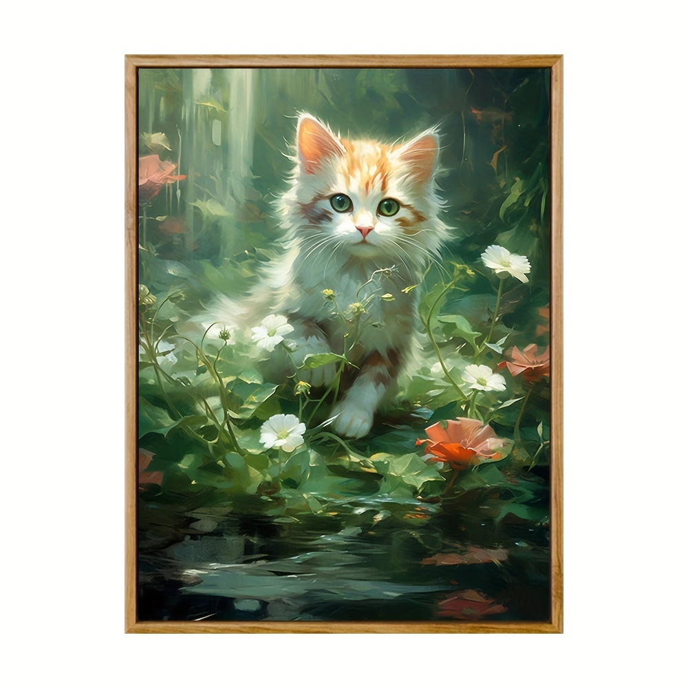 Work Little Cat Cute Winter Animal Diamond Painting - Temu