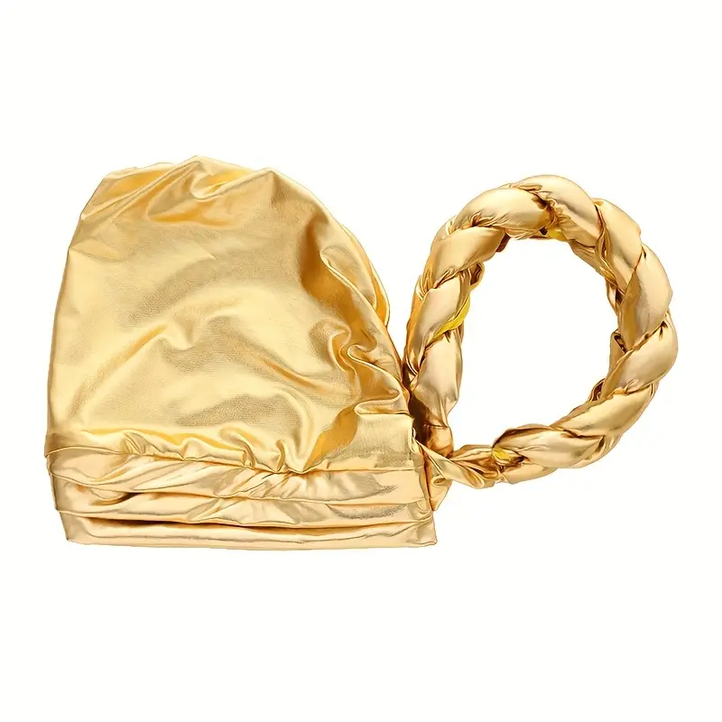 Golden Hot Stamping Turbans Three Layer Bright Head Wraps - Temu Israel
