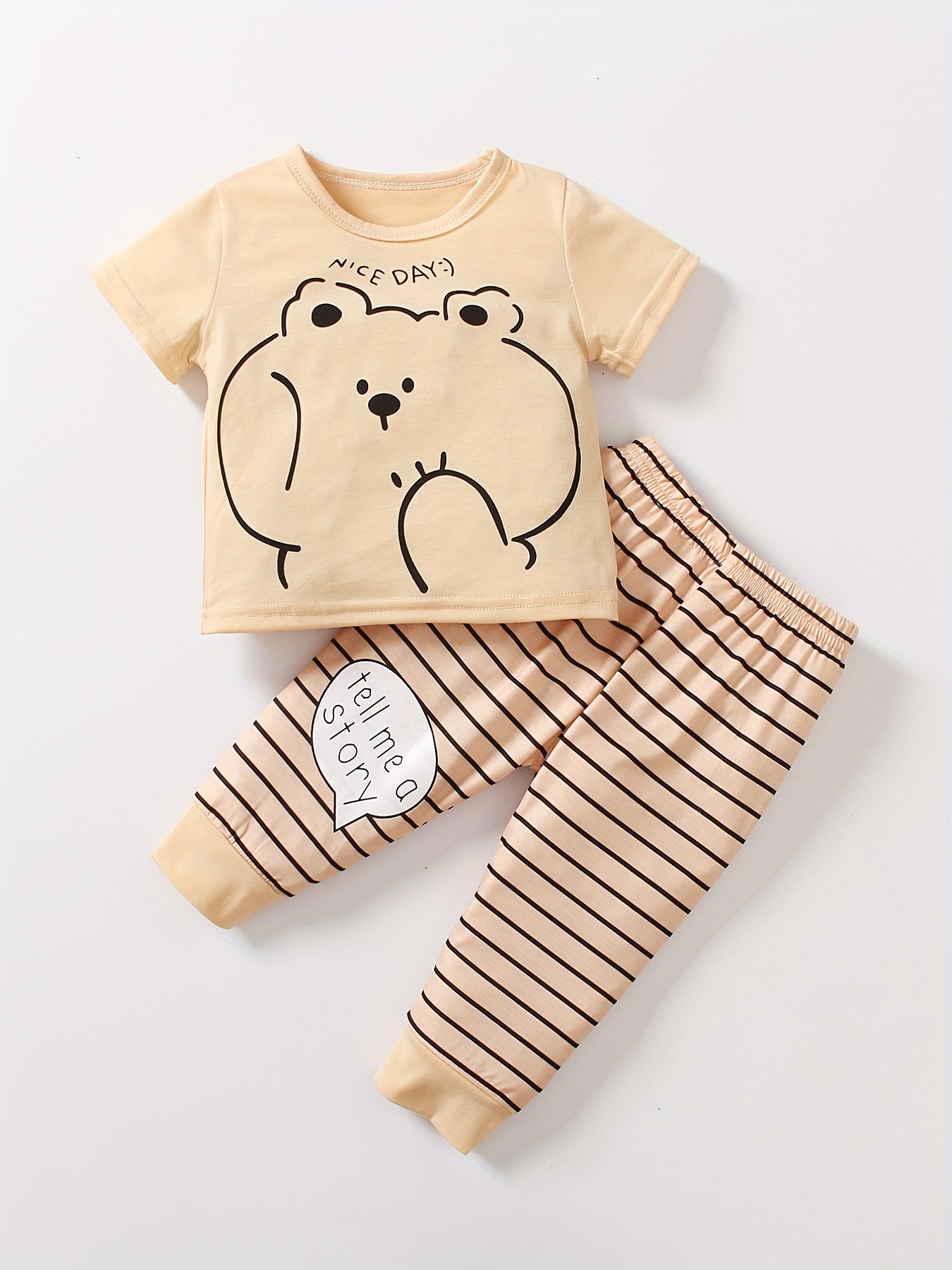 Casual Cute Spring And Summer Child's Short Sleeve T-shirt & Pants Set -  Temu