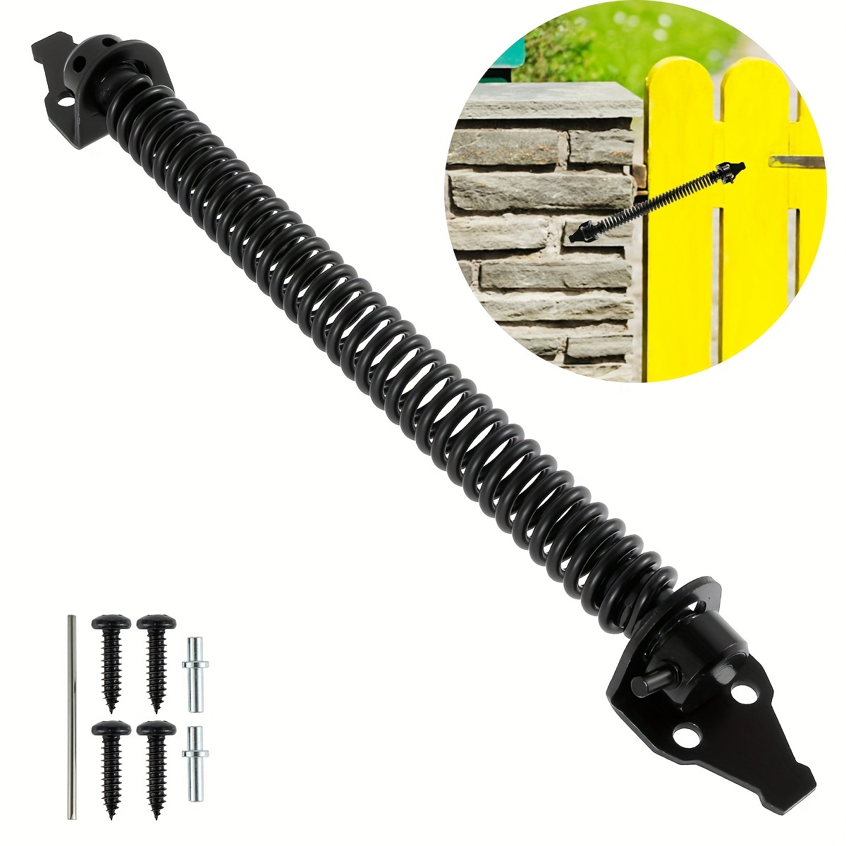 1set Gate Spring Closer 8inch Universal Gate Self Closing Spring Metal  Fence Gate Spring Closure Rust-Proof Door Automatic Closer Heavy Duty For  Woode