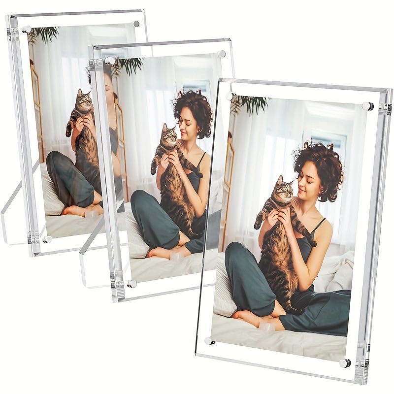 Clear Acrylic Tabletop Picture Frame Frameless Picture Frame Certificate  Camp Poster Display Stand Frame Rectangle Paper