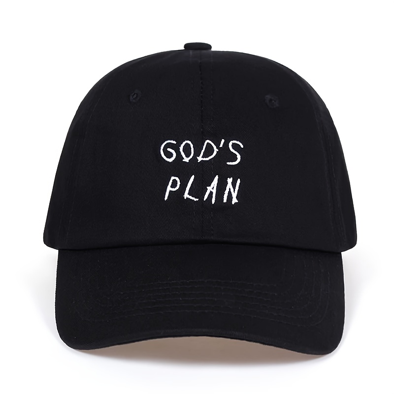 

God's Plan Embroidery Baseball Cap Black Casual Unisex Dad Hat Lightweight Breathable Sun Hats For Women & Men