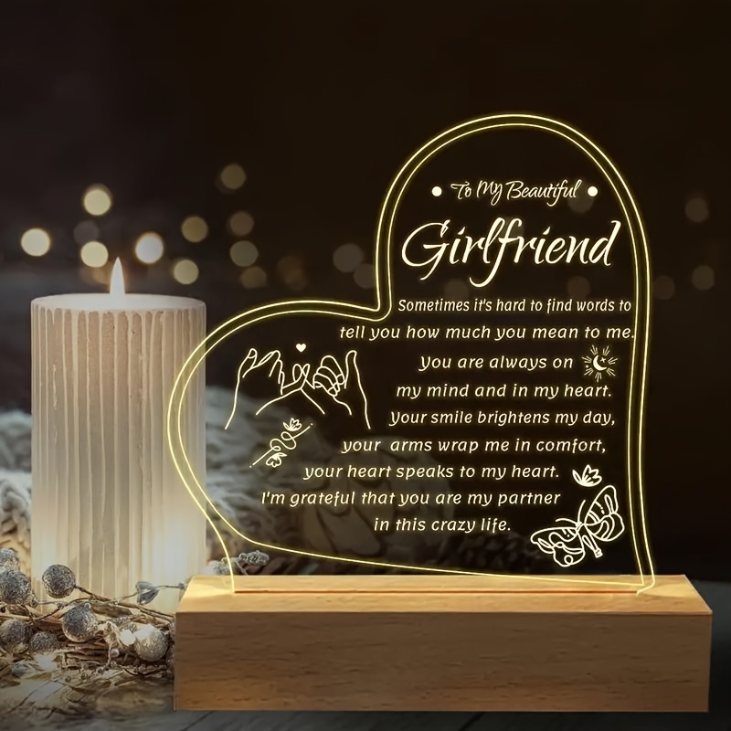 Romantic Gifts for Girlfriend, to My Girlfriend Engraved Night Light, I  Love You Gifts for Her, Cute Girlfriends Birthday Anniversary Valentines  Day