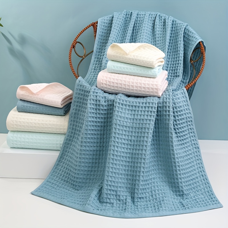 Waffle Hand Towel Set, Household Cotton Hand Towel, Soft Solid Color Face  Towel, Plain Absorbent Towel For Home Bathroom, Bathroom Supplies, - Temu
