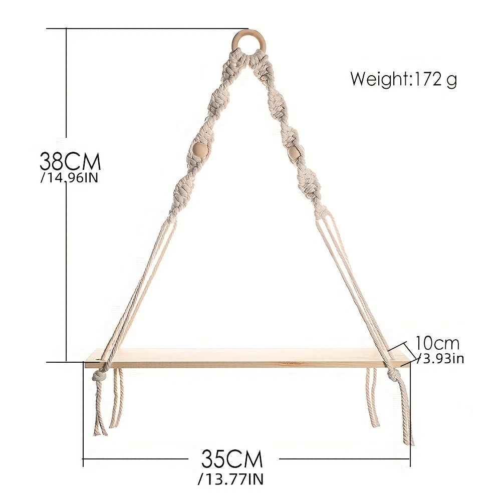 Hand Woven Macrame Rope Tapestry Holder Boho Wood Rack Wall Decor