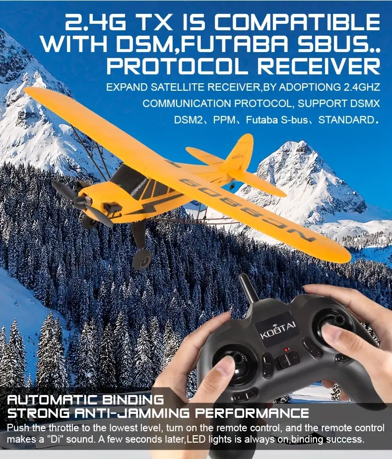 Four-channel Remote Control Aircraft,J3 Scaled Toy,fixed Wing Strong Magnetic Coreless Motor Aircraft,electric Fighter Model Drone details 10