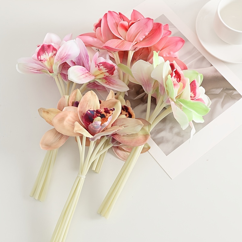 Acheter Lot de 6 tiges d'orchidées artificielles, fleurs de Phalaenopsis  artificielles, orchidées au toucher réel, tiges de fleurs artificielles,  fleurs en latex, orchidées artificielles pour la décoration de la maison