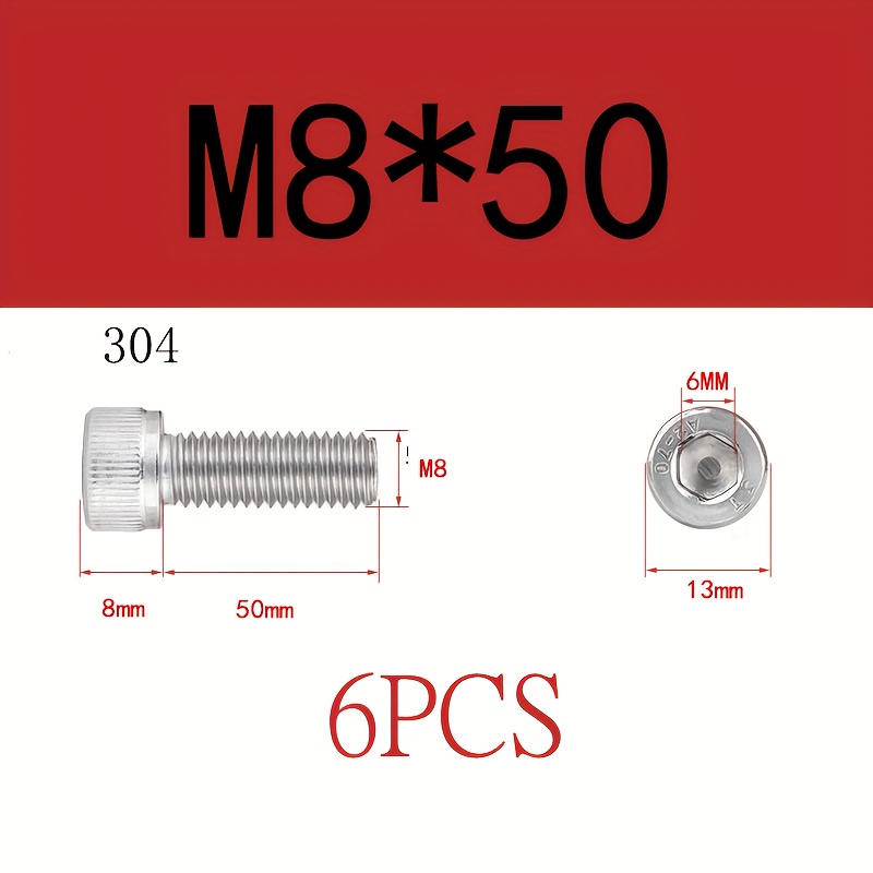 M5 M6 M8 304 A2 Stainless Steel Din912 Hexagon Hex Socket - Temu