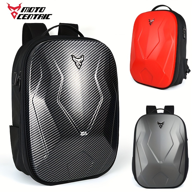 Mochila de motocicleta resistente al agua - Mochila de carcasa dura de  fibra de carbono para casco de motocicleta, mochila impermeable de gran