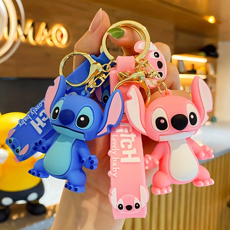 Disney Stitch Keychain Variety of Cartoon Lilo & Stitch Cute Doll Keyring  Fashion Couple Bag Ornament Key Chain Car Pendant Gift Color: 2