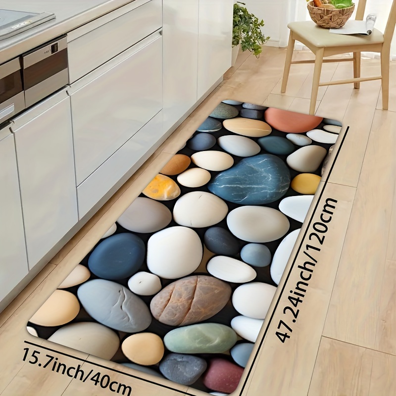 TEMU Pebble Pattern Non-slip Rug - Versatile For Kitchen, Bathroom & Outdoor Use, Machine Washable Polyester Floor Mat